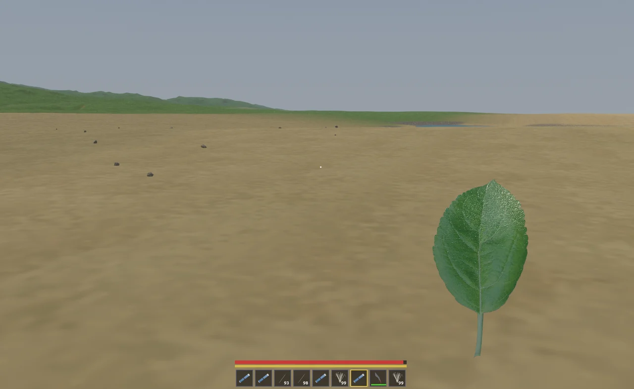 An apple leaf held in the desert.