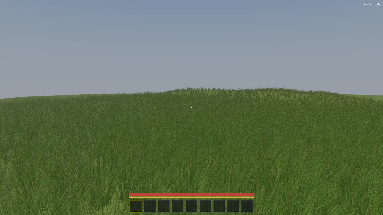 A meadow of dense, tall modeled grass rolling up to the horizon.