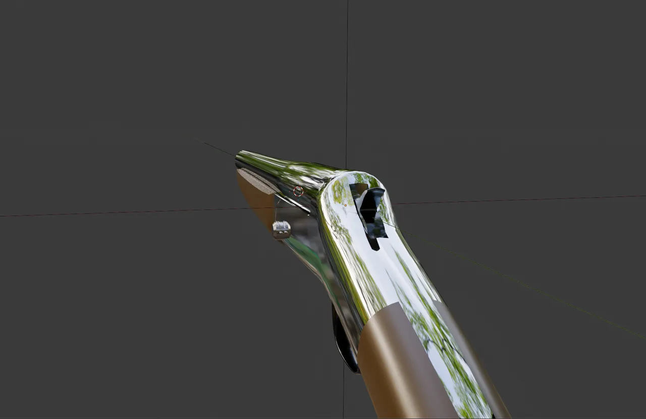 A chrome finish concept on the shotgun, reflecting the trees around it.